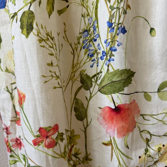 H&M Smocked Linen Blend Sundress Floral Lined Adjustable Straps Midi Summer - Picture 7 of 16